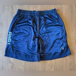 And1 Navy Blue Athletic Shorts with White Logo